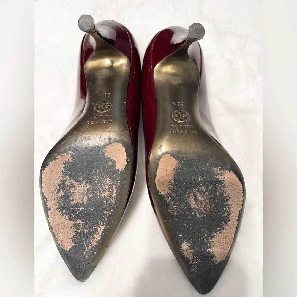 Dolce & Gabbana Deep Burgundy Patent Heels - Picture 4 of 6